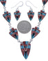 Sterling Silver Multicolor Inlay Link Necklace Earrings Set PX36957